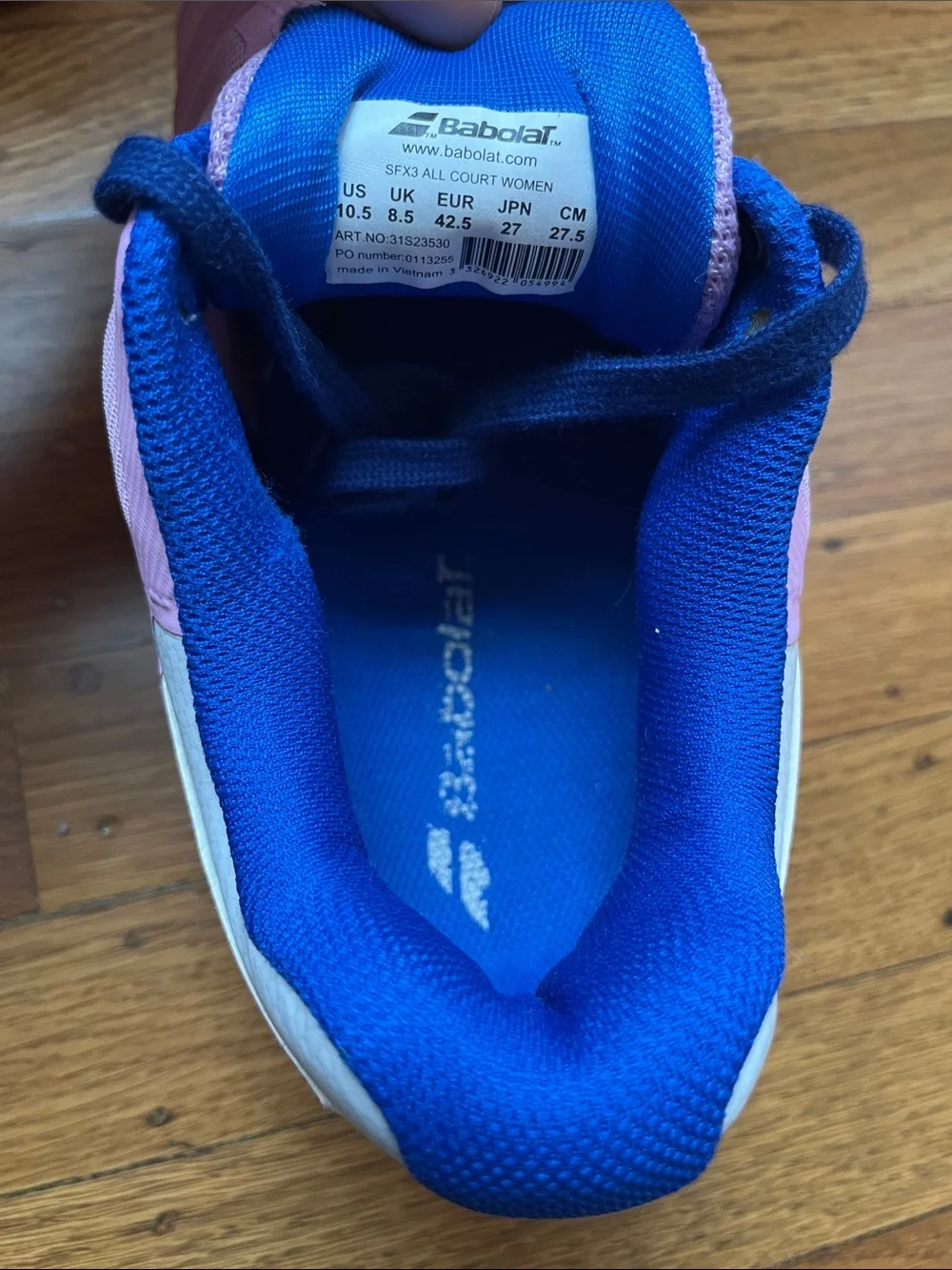 Babolot Women's Tennis Sneakers Pink with Navy Accents SFX 3 All Court
